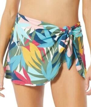 Coco Reef Halo Sarong Tie Swim Skirt Bikini Bottom S Rainforest Leaves NWT